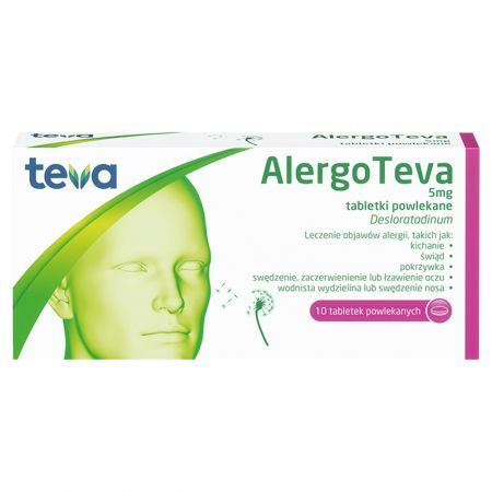 Alergo Teva 5 mg desloratadinum leczenie objawów alergii Tabletki powlekane 10 sztuk