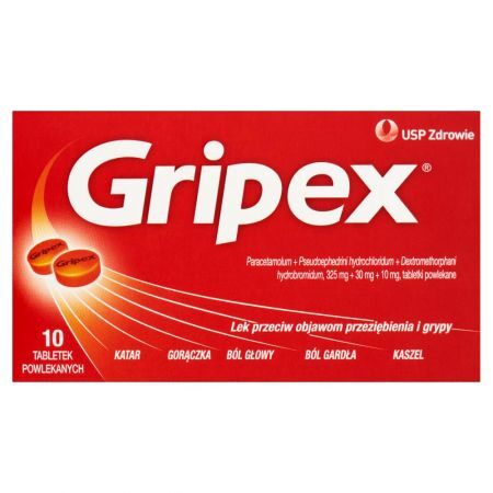 Gripex Lek przeciw objawom przeziębienia i grypy 10 sztuk
