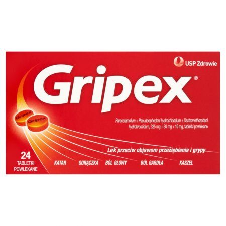 Gripex Lek przeciw objawom przeziębienia i grypy 24 sztuki