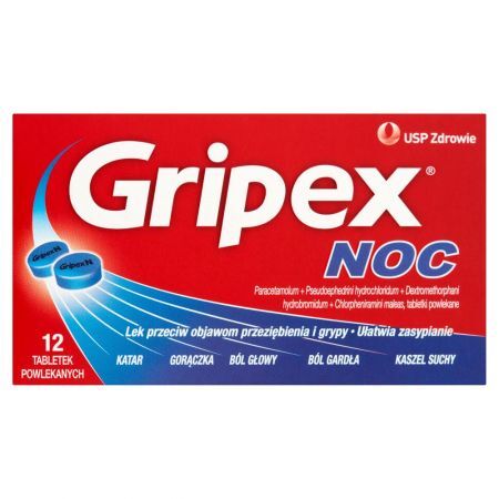 Gripex Noc Lek przeciw objawom przeziębienia i grypy 12 sztuk